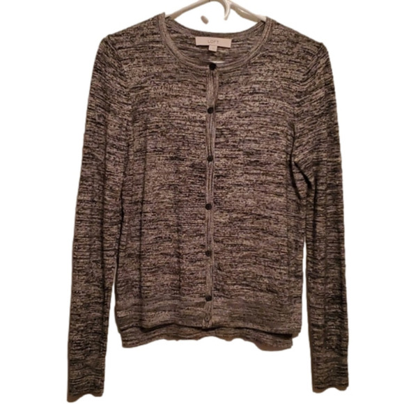 Ann Taylor LOFT Black & White Long Sleeve Cardigan Sweater Size Small EUC - Picture 1 of 10